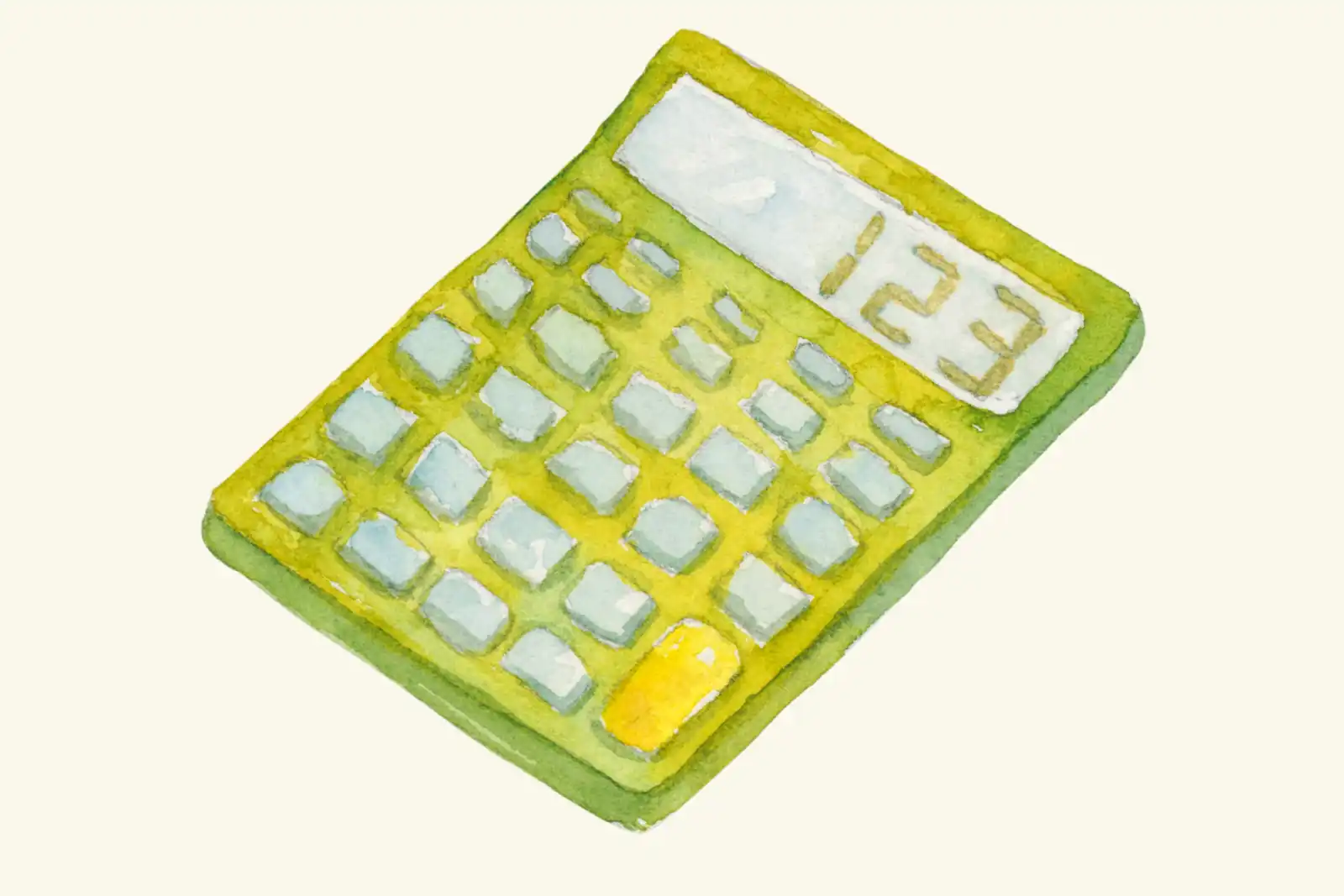 A watercolor painting of a calculator