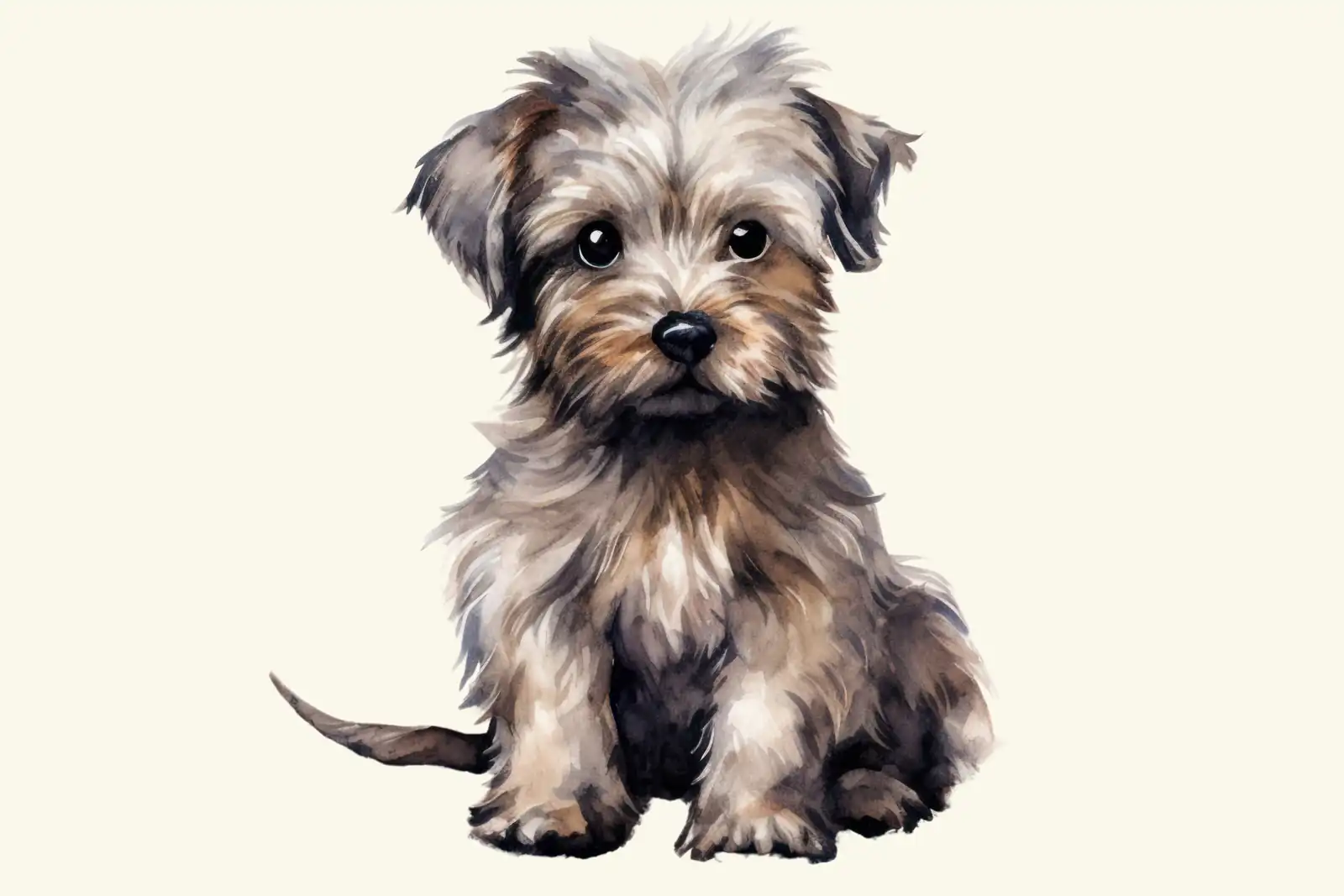A watercolor painting of a terrier puppy
