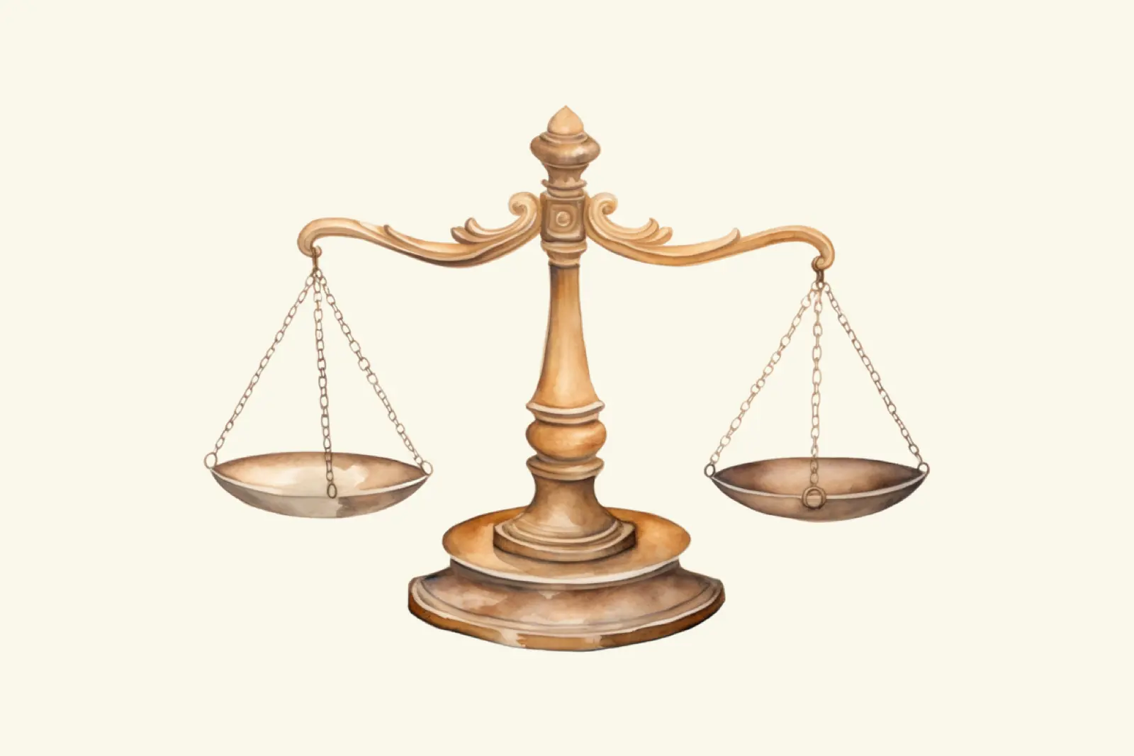 A watercolor painting of a balance scale